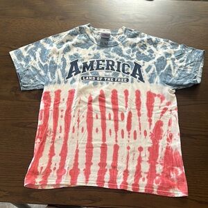 Patriotic Red and Blue Tie-Dye Short Sleeve Tee